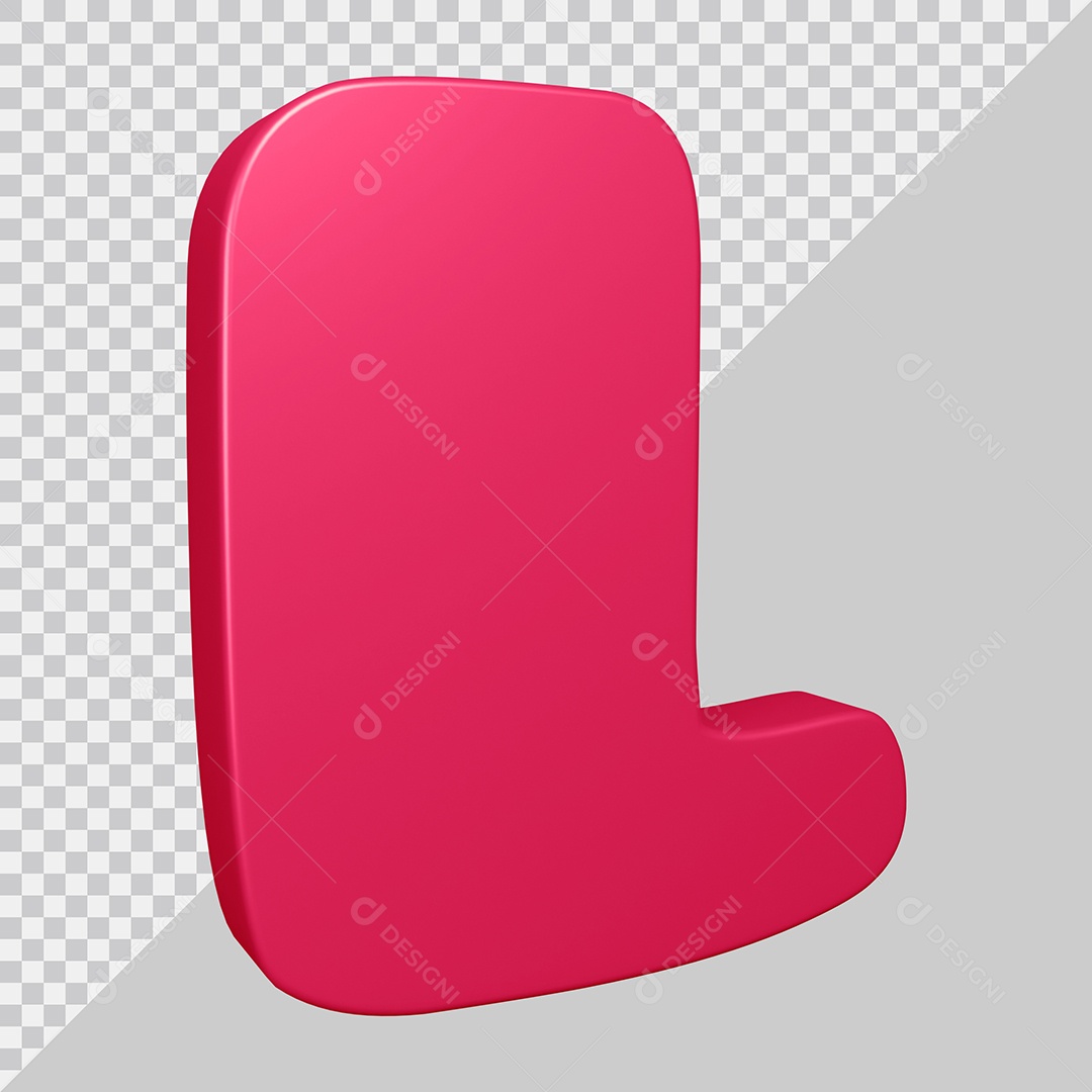 Elemento 3D Para Composição Letra L Rosa PSD
