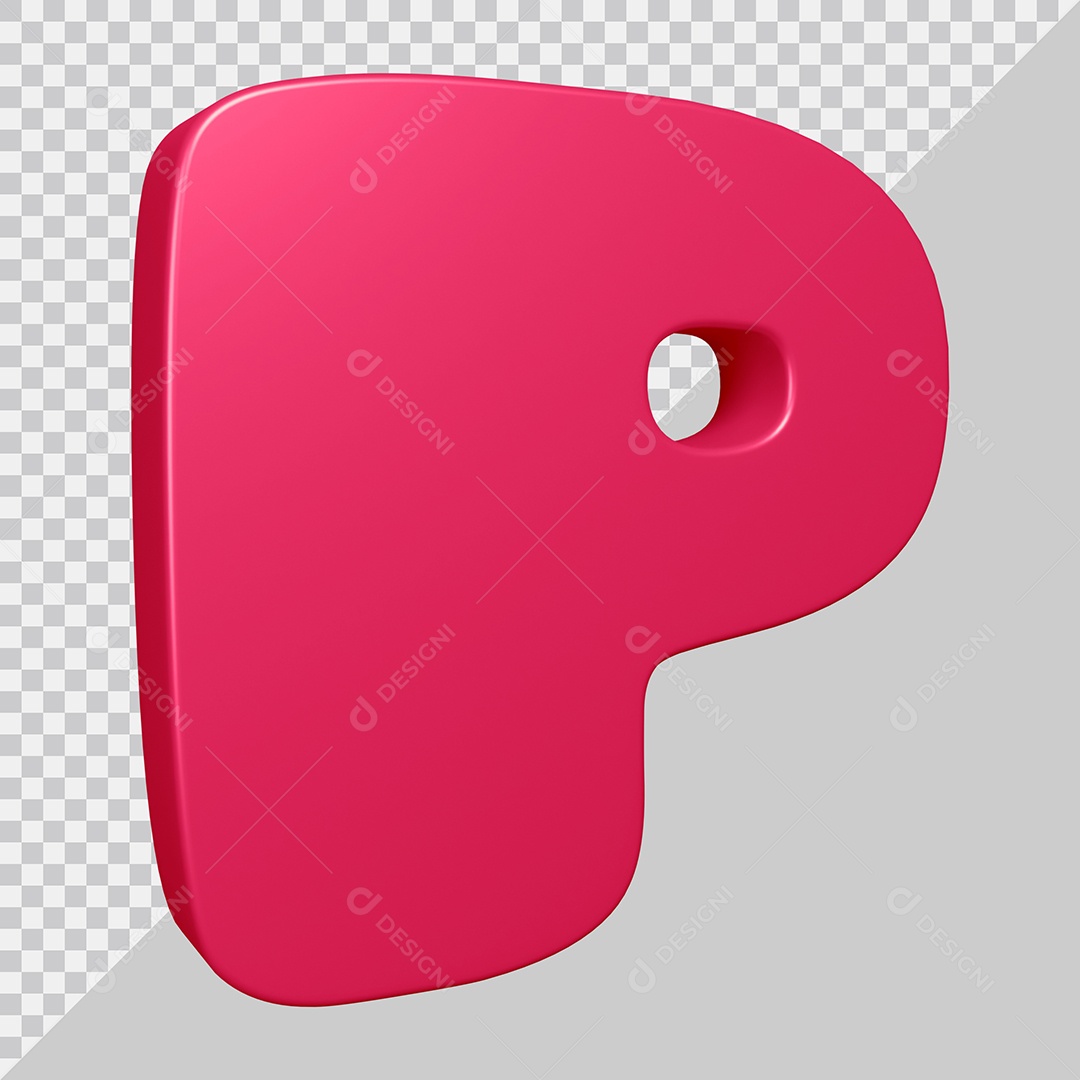 Elemento 3D Para Composição Letra P Rosa PSD