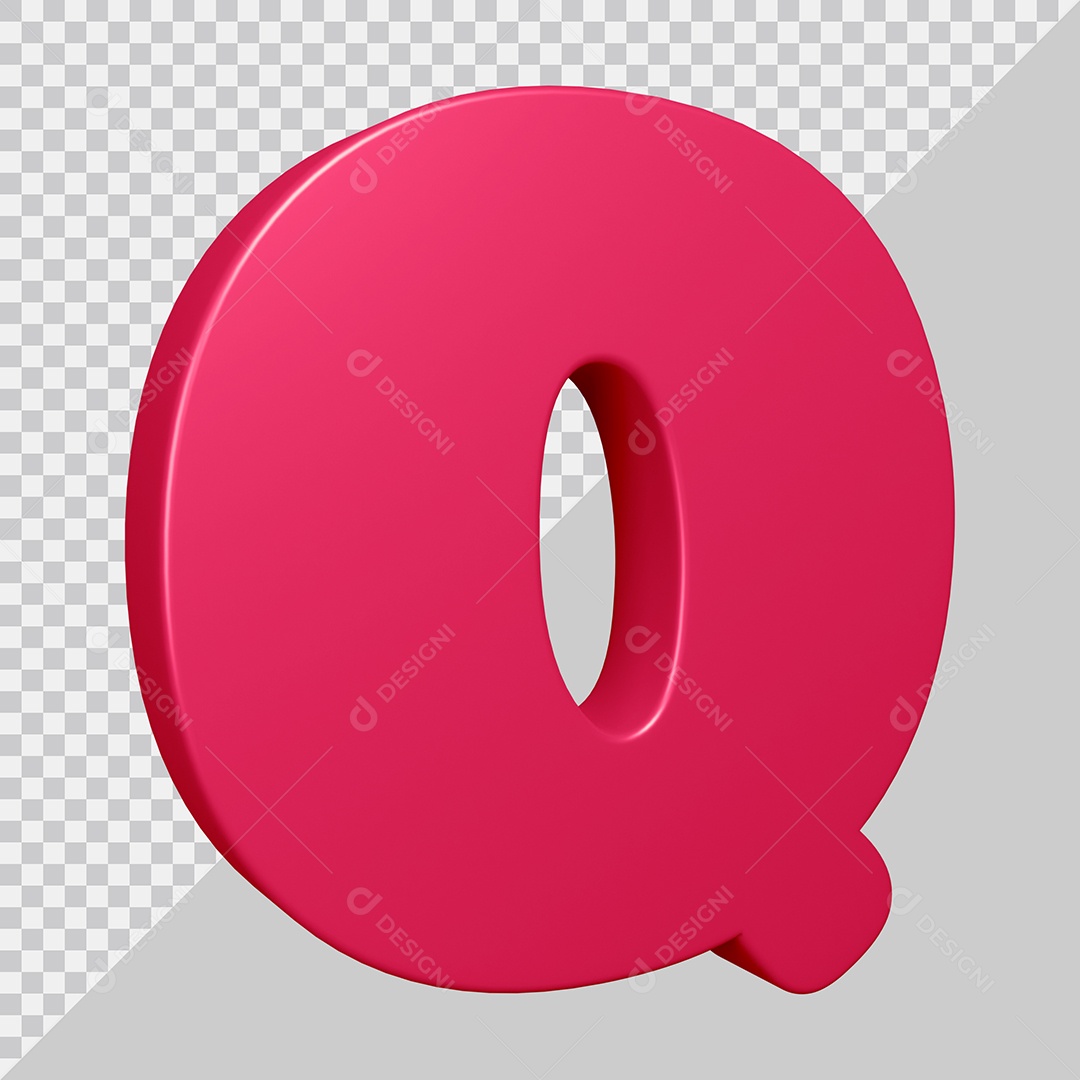 Elemento 3D Para Composição Letra Q Rosa PSD