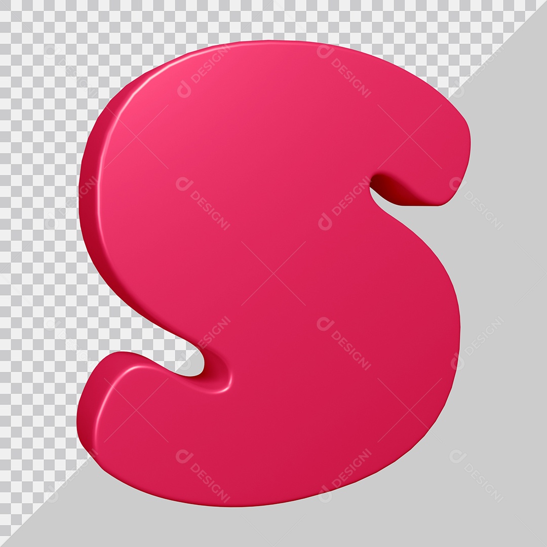 Elemento 3D Para Composição Letra S Rosa PSD