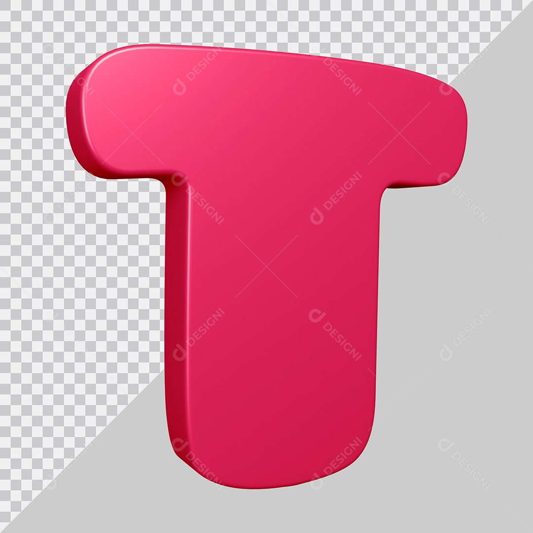 Elemento 3D Para Composição Letra T Rosa PSD