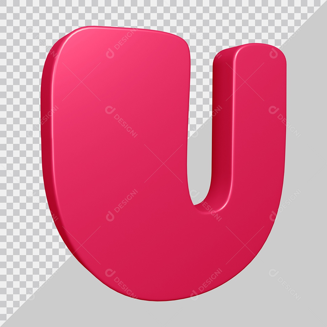 Elemento 3D Para Composição Letra U Rosa PSD