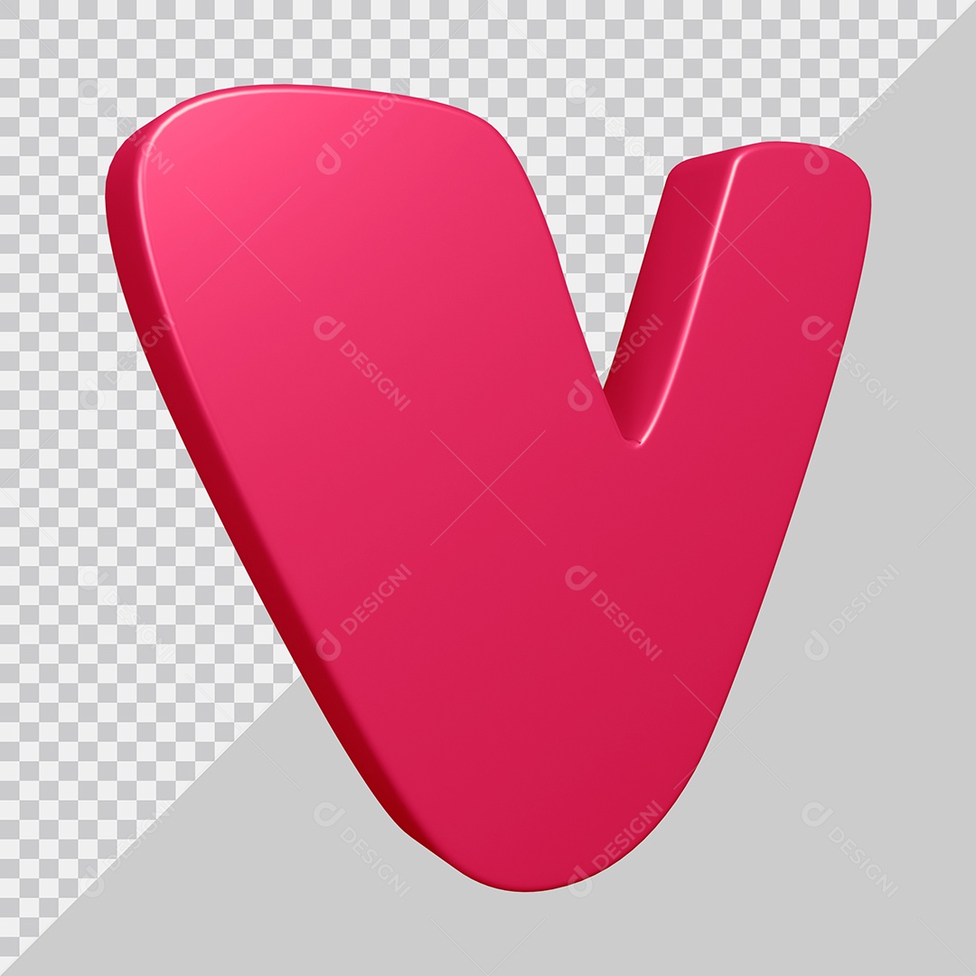 Elemento 3D Para Composição Letra V Rosa PSD