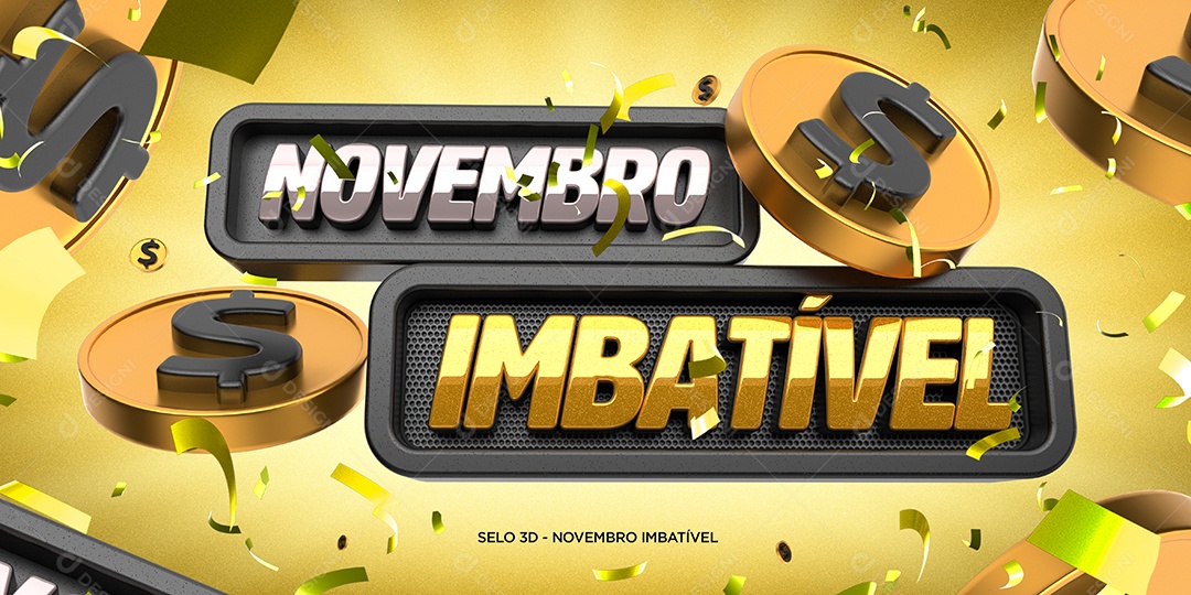 Novembro Imbatível Selo 3D Para Composição PSD