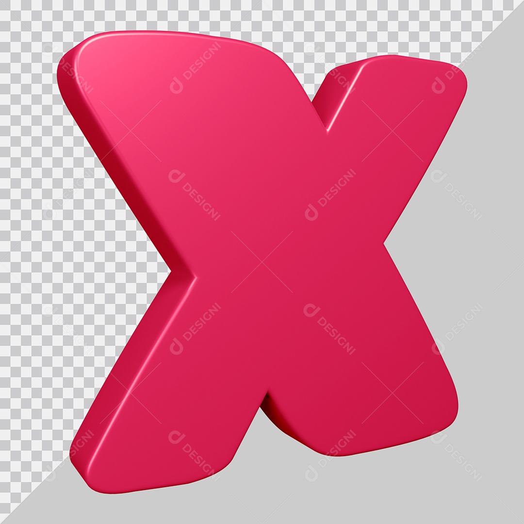 Elemento 3D Para Composição Letra X Rosa PSD