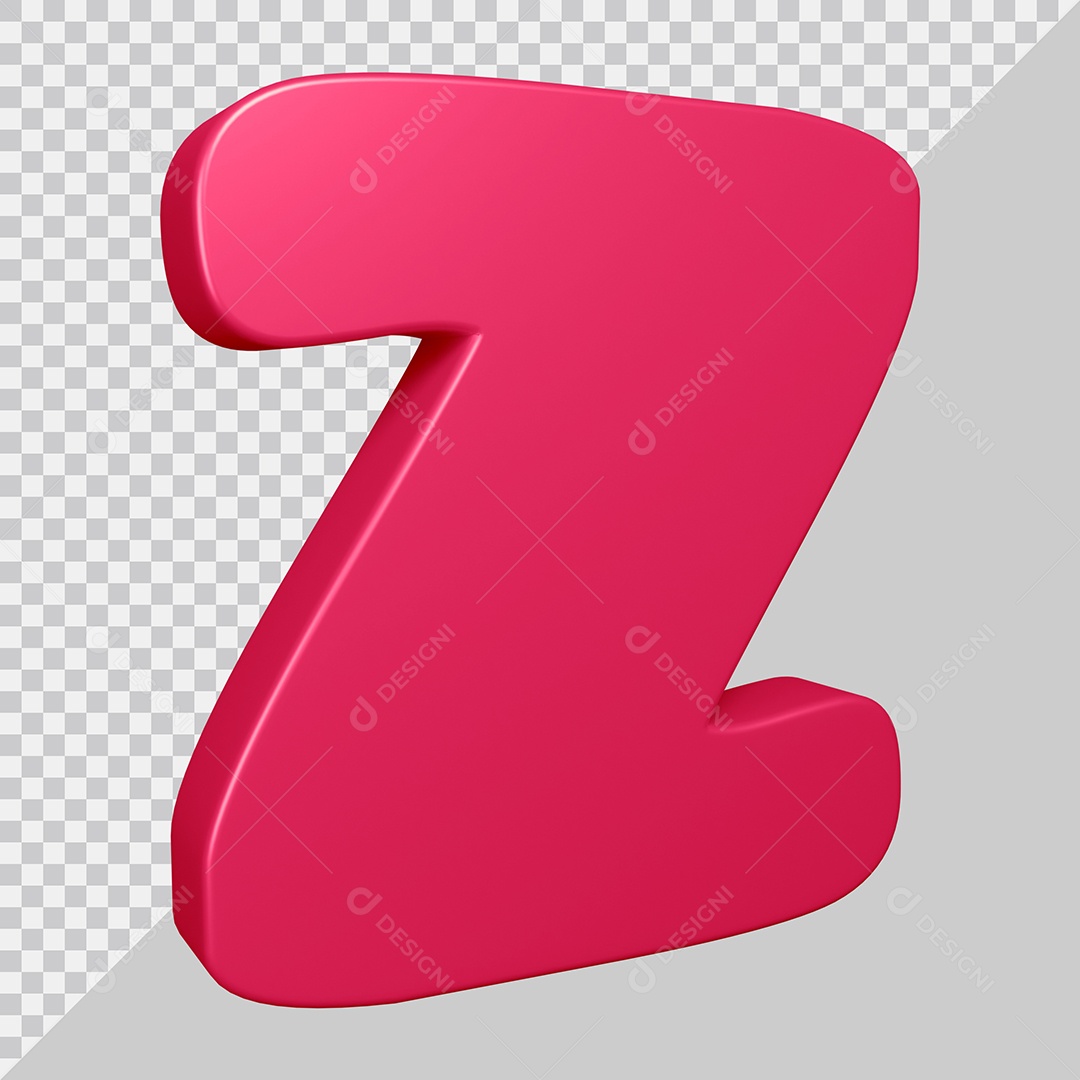 Elemento 3D Para Composição Letra Z Rosa PSD
