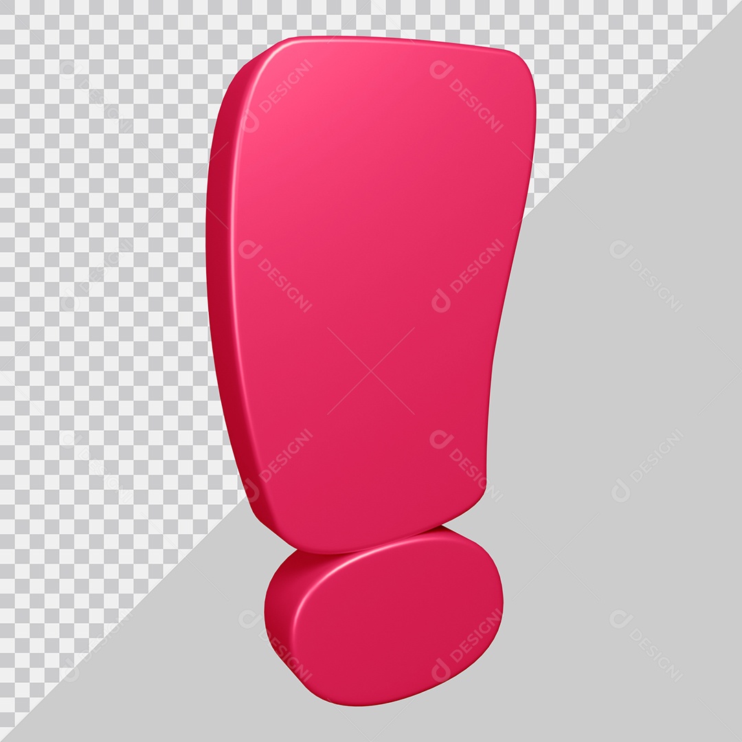 Elemento 3D Para Composição Símbolo de Ponto de Exclamação Rosa PSD
