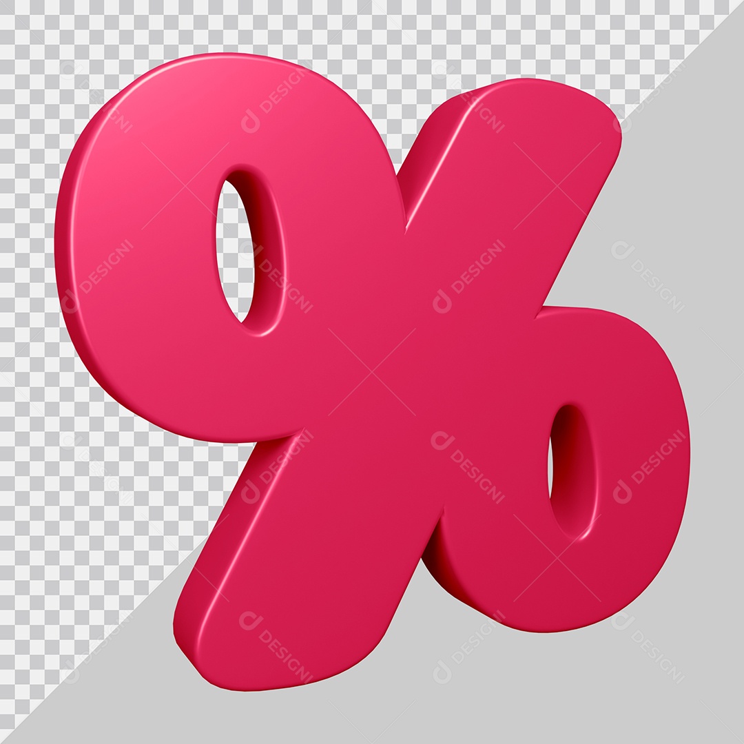 Elemento 3D Para Composição Símbolo de Porcentagem Rosa PSD