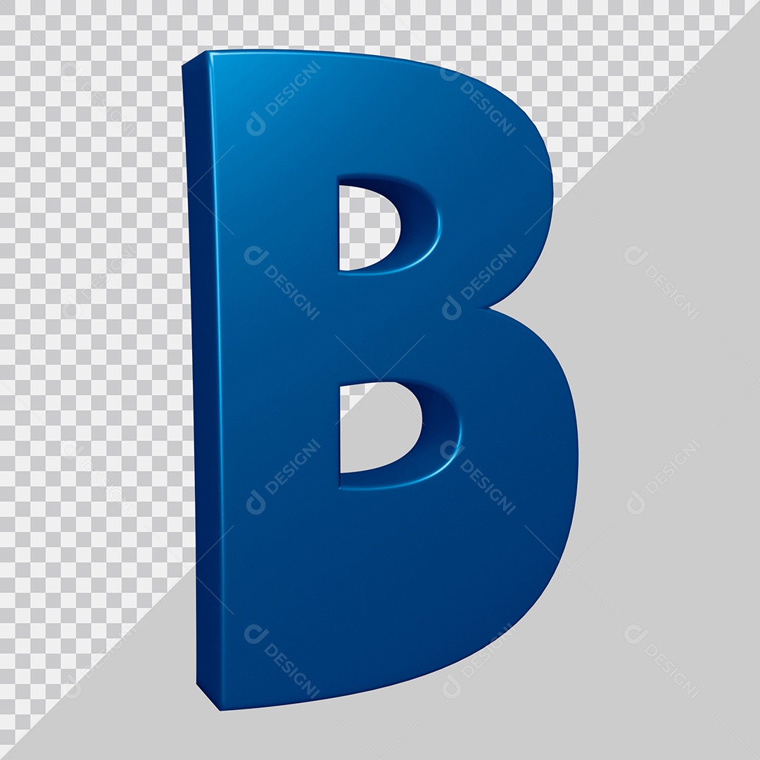Elemento 3D Para Composição Letra B Azul PSD