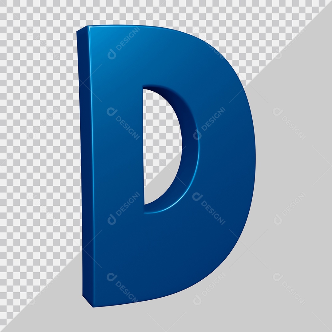 Elemento 3D Para Composição Letra D Azul PSD