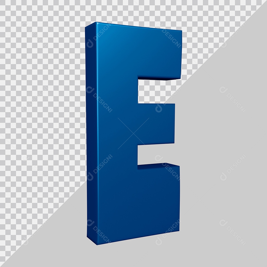 Elemento 3D Para Composição Letra E Azul PSD