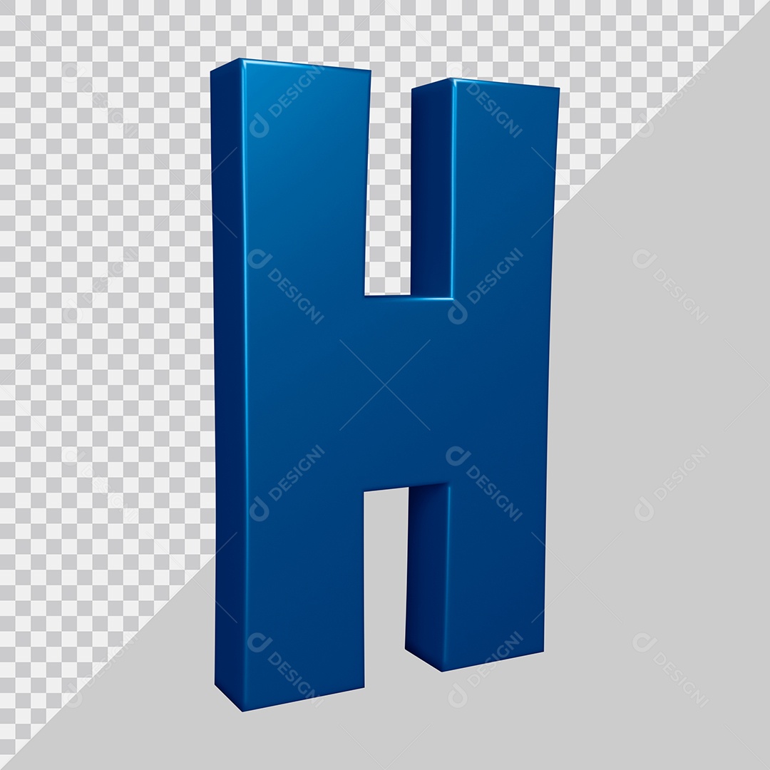 Elemento 3D Para Composição Letra H Azul PSD