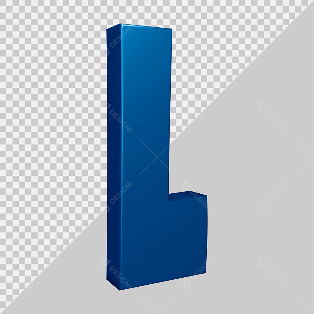 Elemento 3D Para Composição Letra L Azul PSD