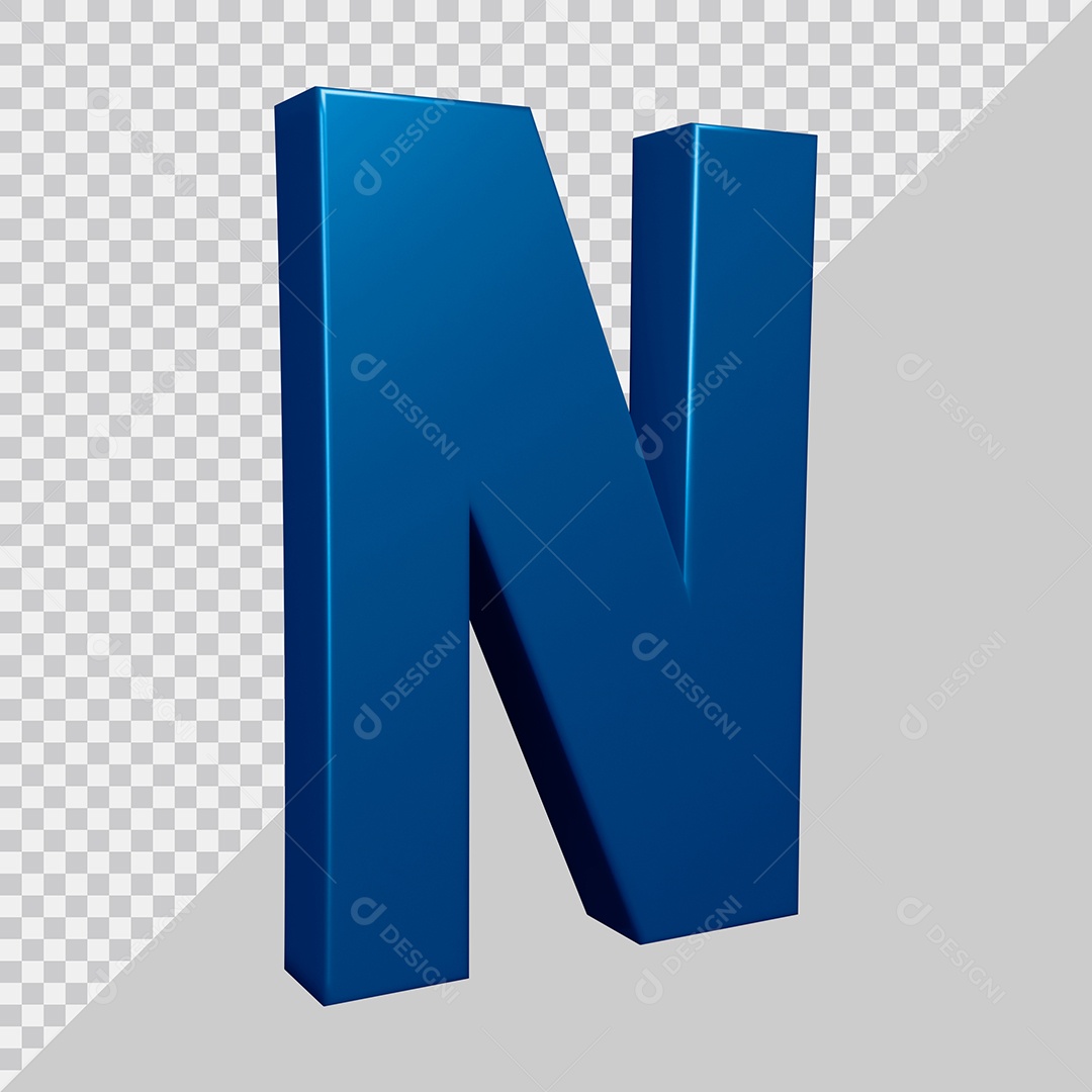 Elemento 3D Para Composição Letra N Azul PSD