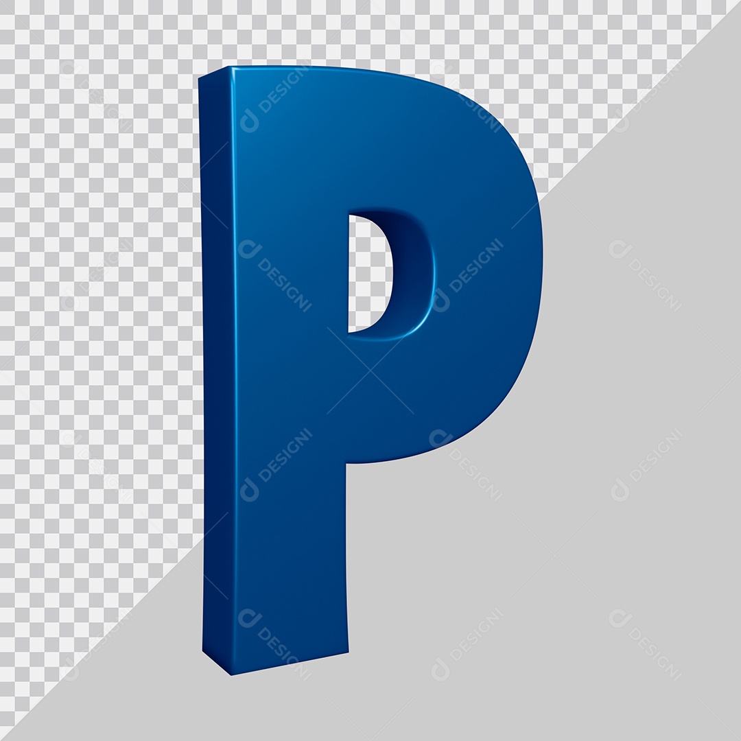 Elemento 3D Para Composição Letra P Azul PSD