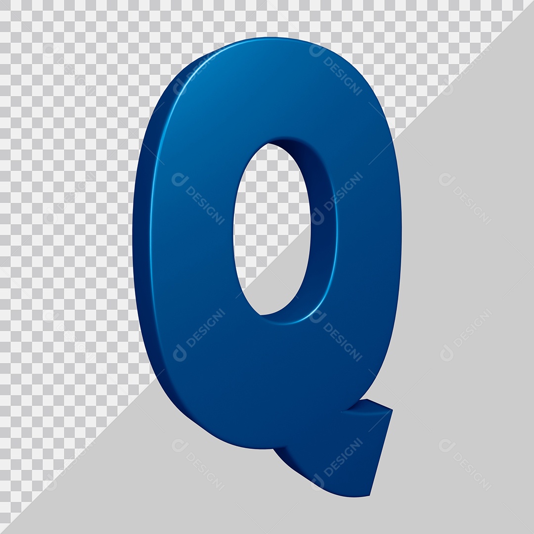 Elemento 3D Para Composição Letra Q Azul PSD