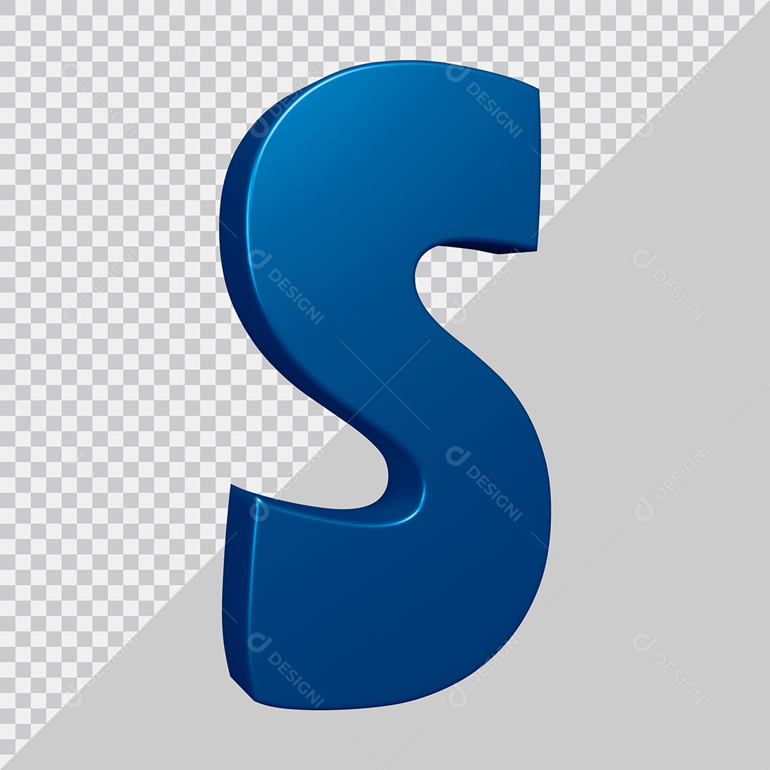 Elemento 3D Para Composição Letra S Azul PSD