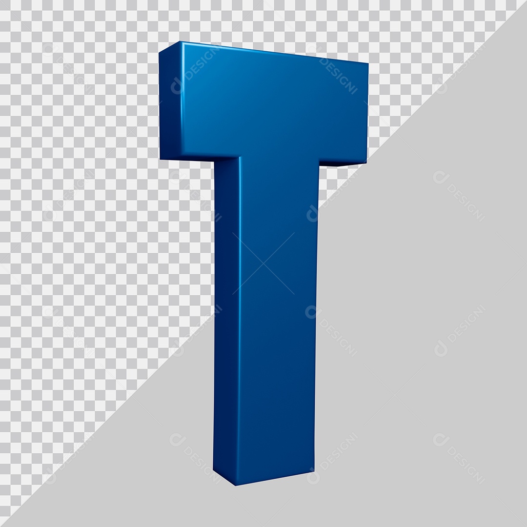Elemento 3D Para Composição Letra T Azul PSD