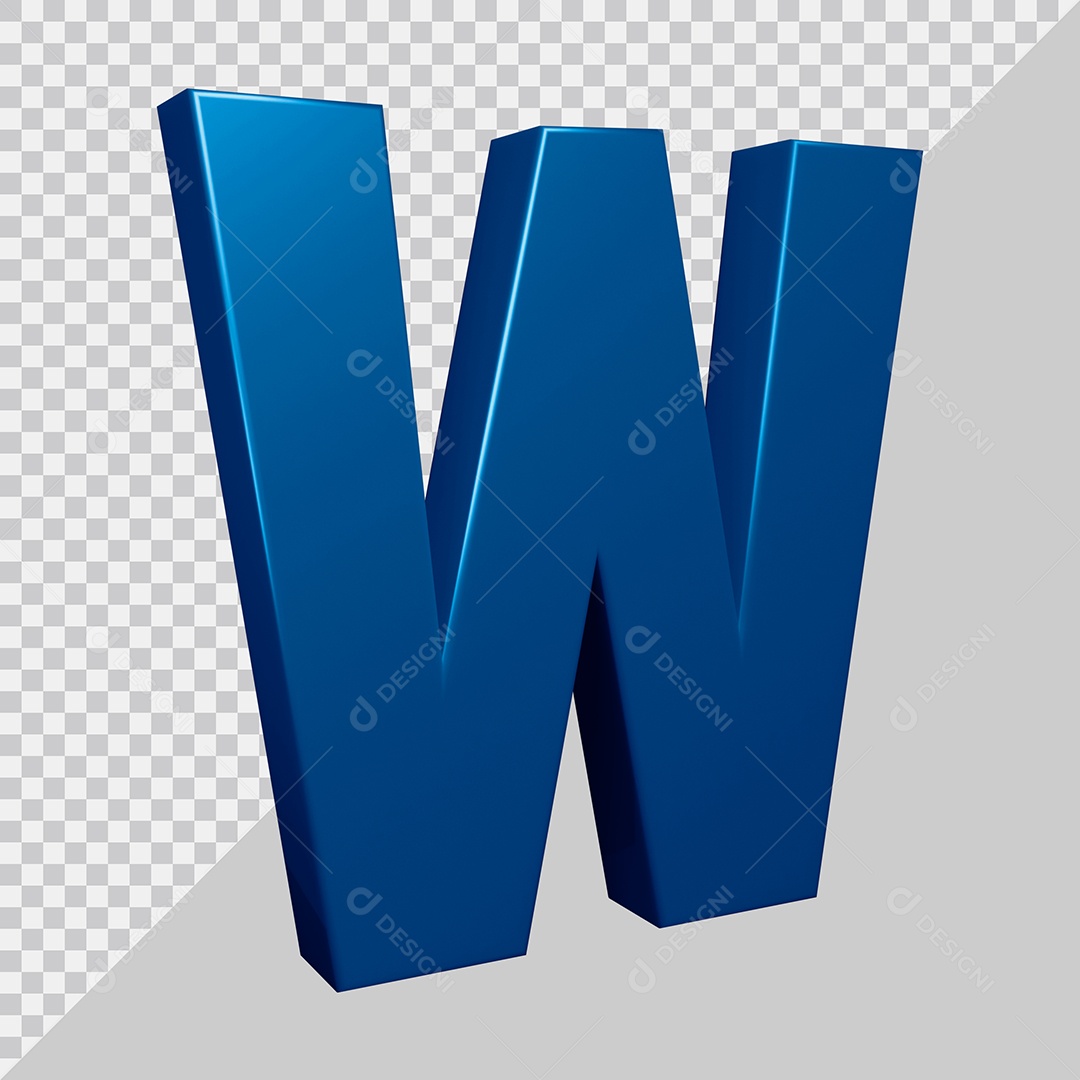 Elemento 3D Para Composição Letra W Azul PSD