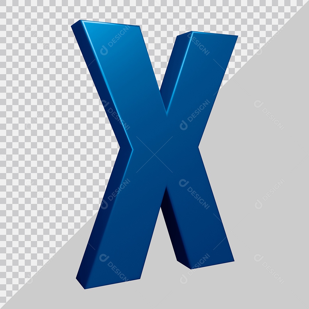 Elemento 3D Para Composição Letra X Azul PSD