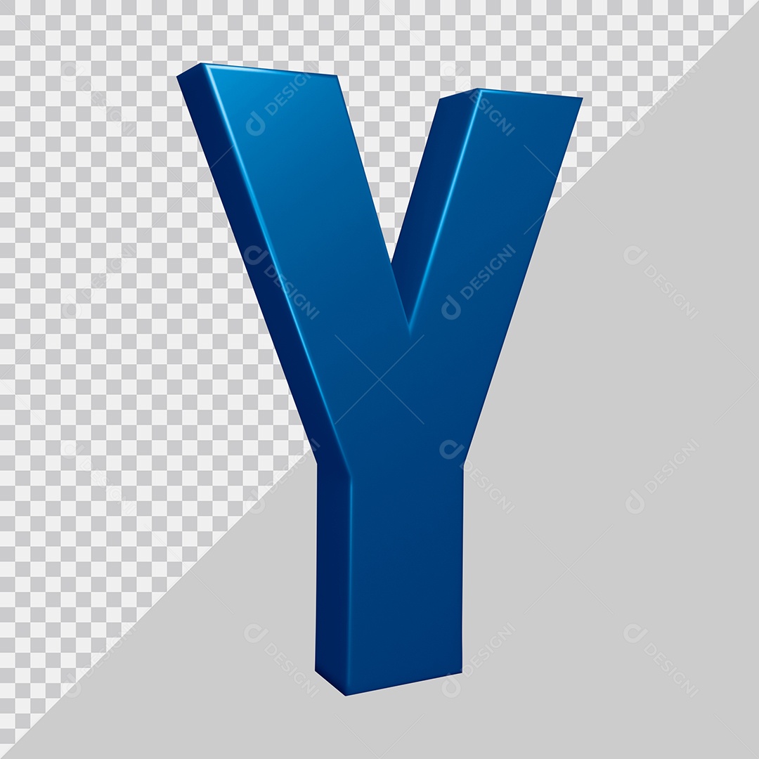 Elemento 3D Para Composição Letra Y Azul PSD