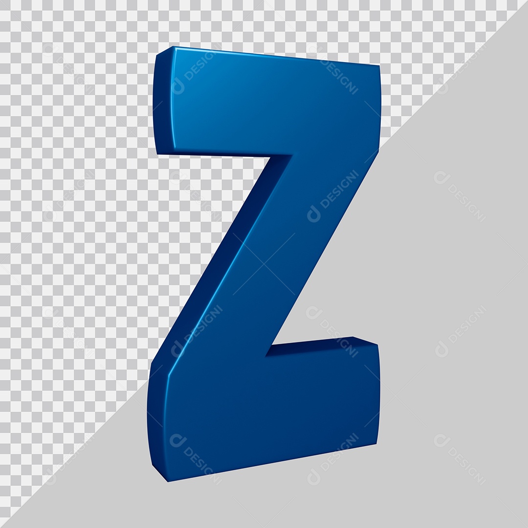 Elemento 3D Para Composição Letra Z Azul PSD