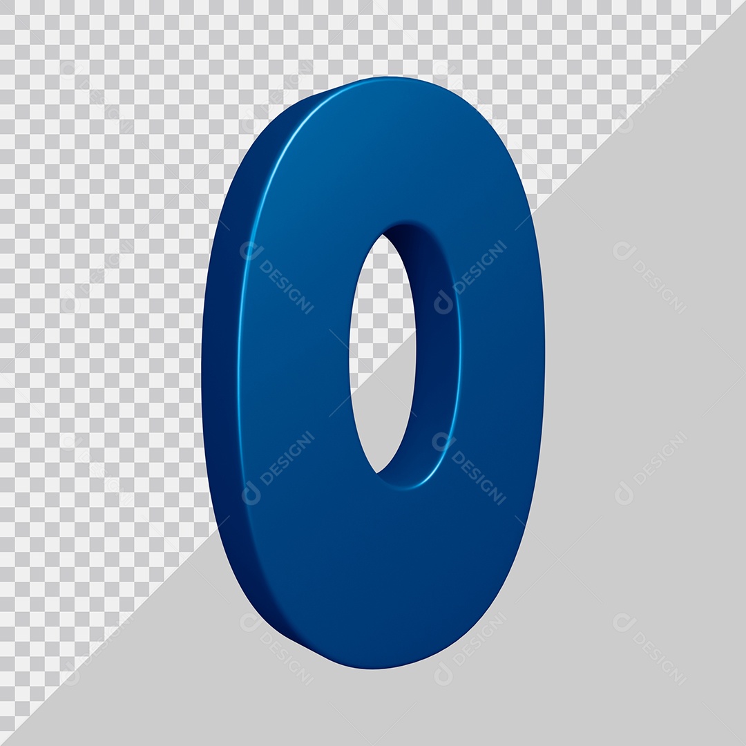 Elemento 3D Para Composição Número 0 Azul PSD
