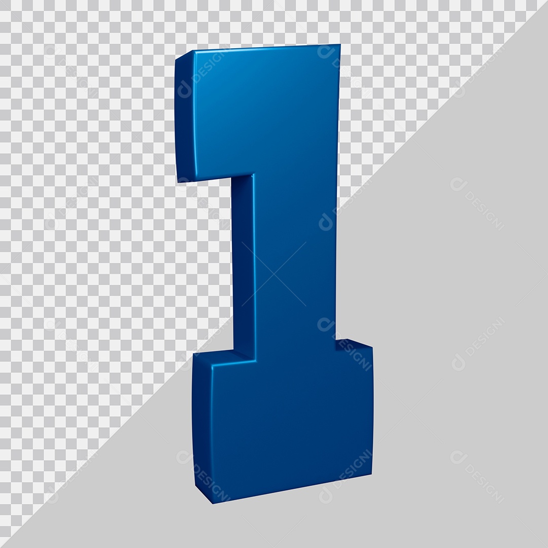 Elemento 3D Para Composição Número 1 Azul PSD