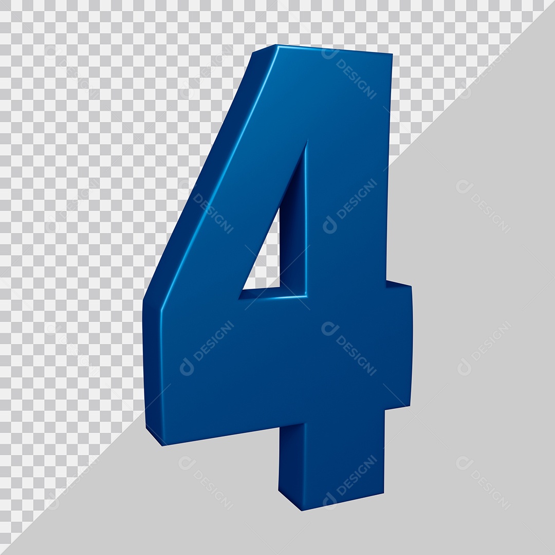 Elemento 3D Para Composição Número 4 Azul PSD