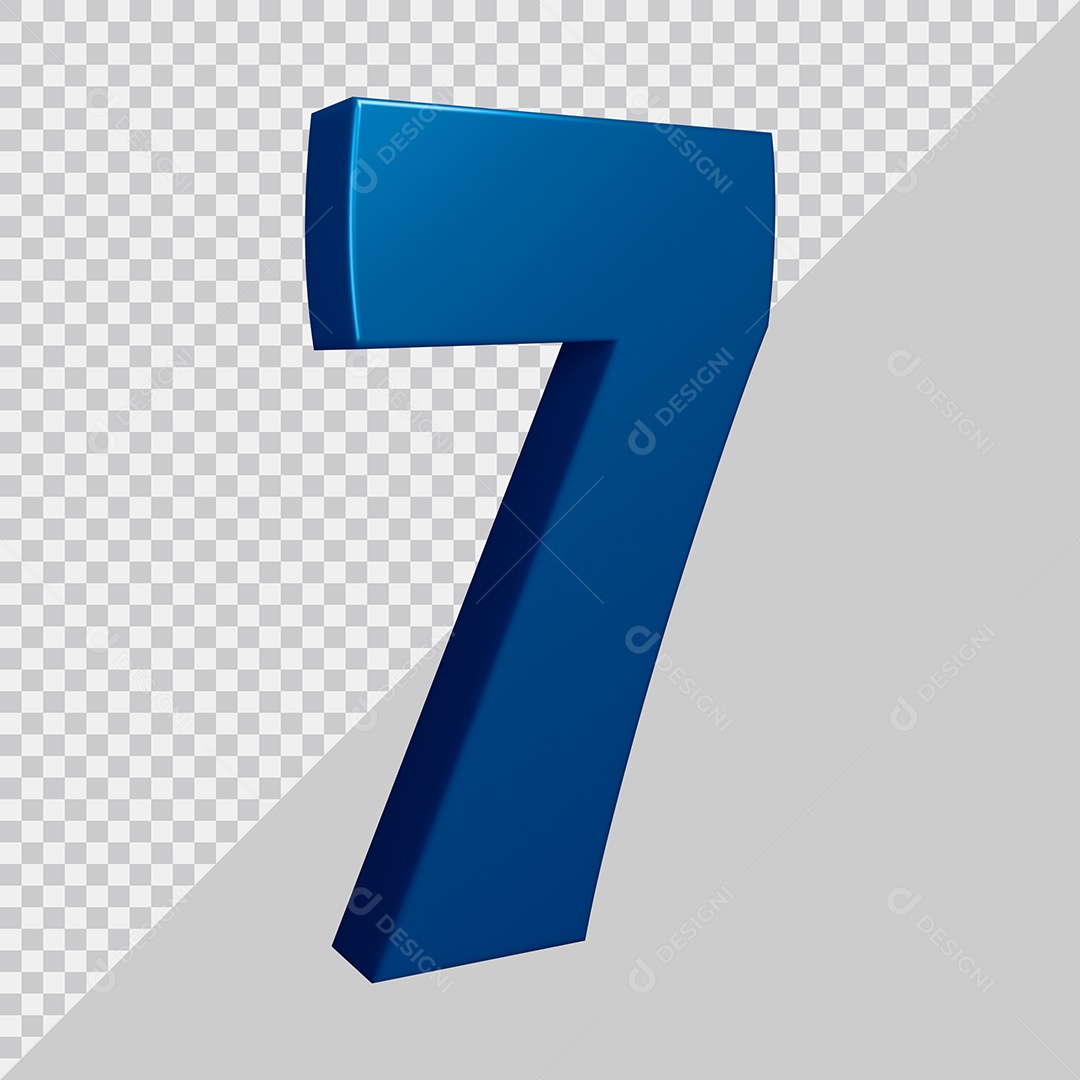 Elemento 3D Para Composição Número 7 Azul PSD