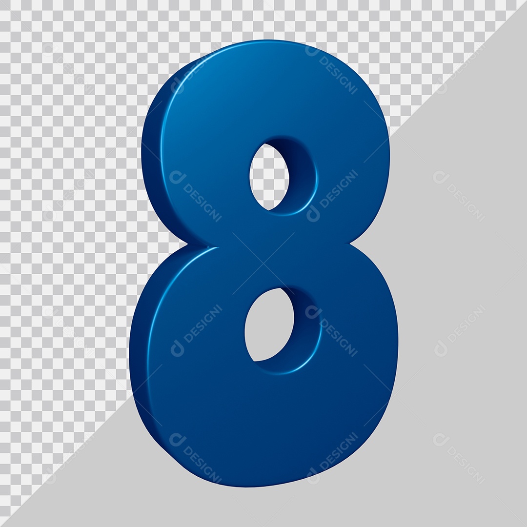 Elemento 3D Para Composição Número 8 Azul PSD