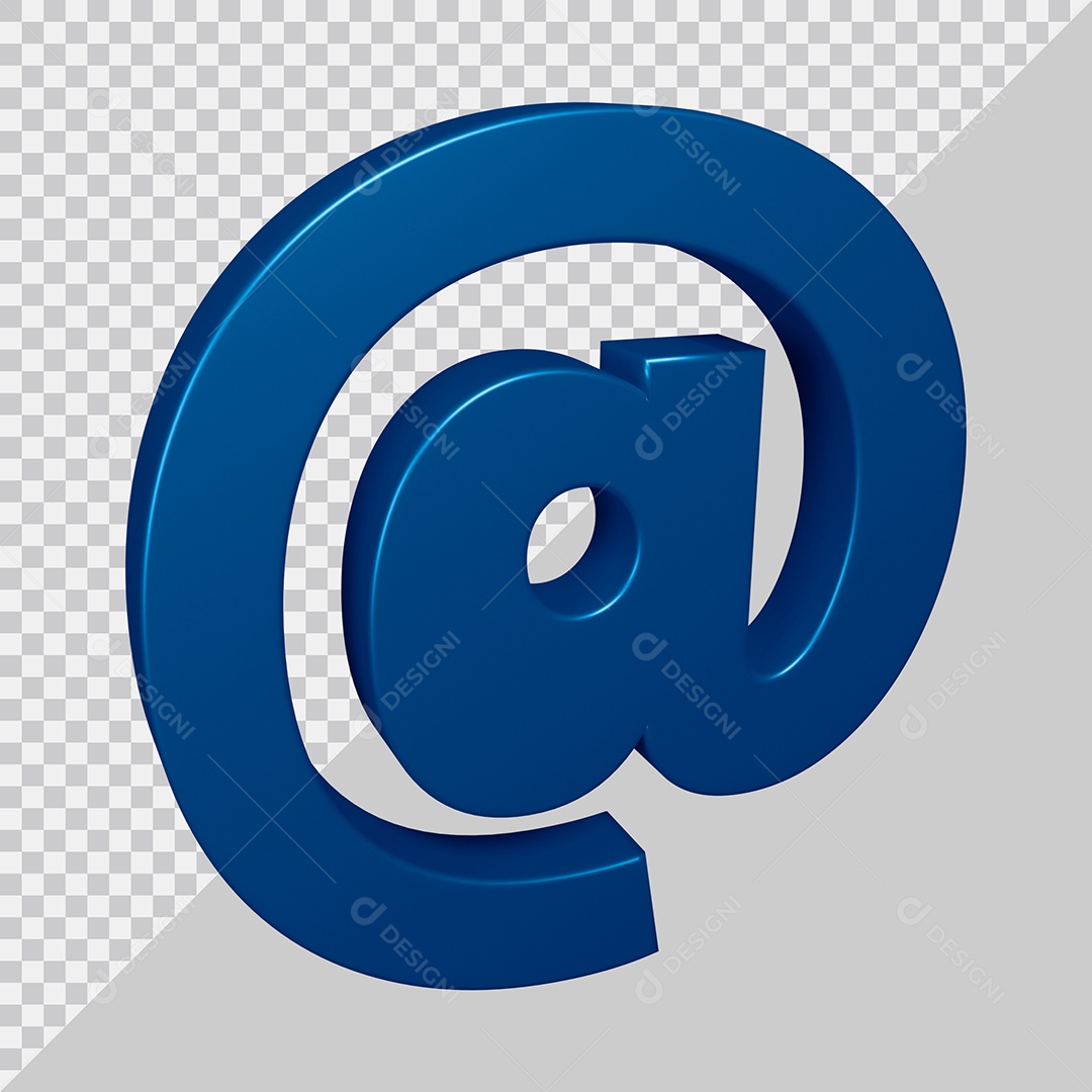 Elemento 3D Para Composição Símbolo Arroba Azul PSD