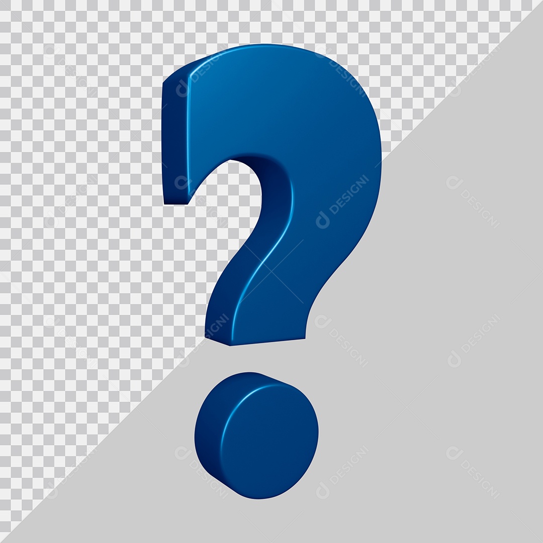 Elemento 3D Para Composição Símbolo de ponto de interrogação Azul