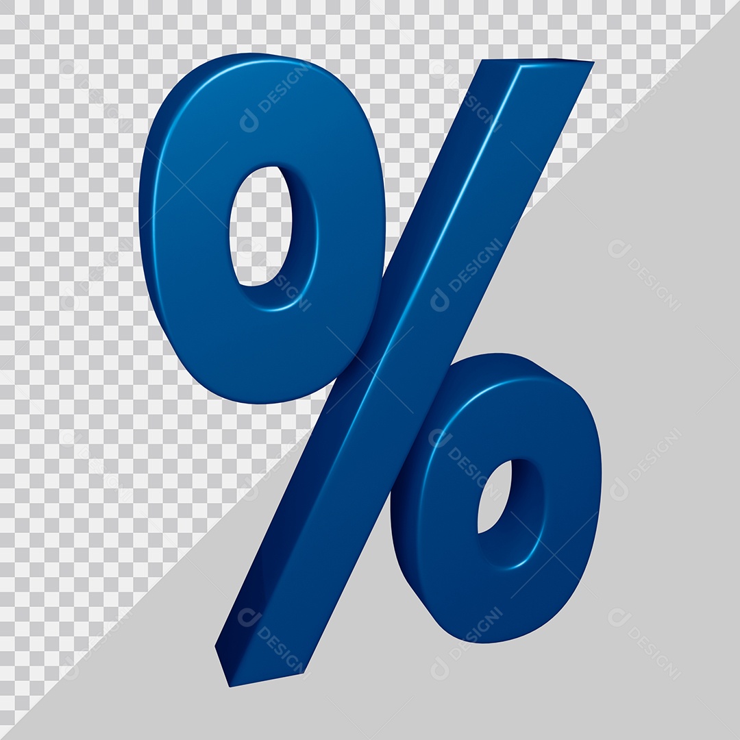 Elemento 3D Para Composição Símbolo de Porcentagem Azul PSD