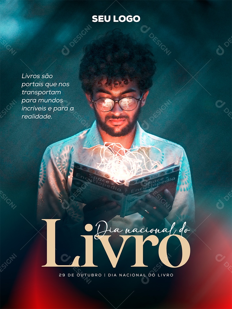 Dia Nacional do Livro 29 de Outubro Social Media PSD Editável