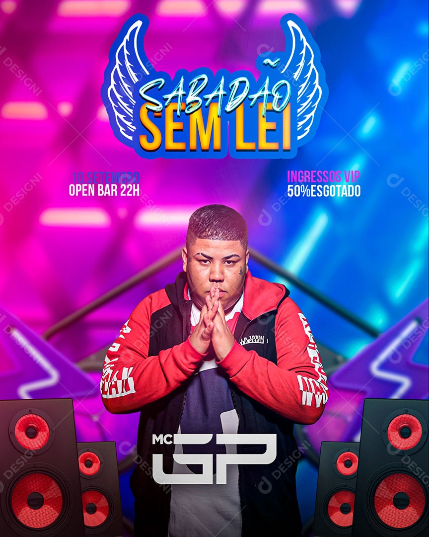 Flyer Show Sabadão Sem Lei MC GP Social Media PSD Editável
