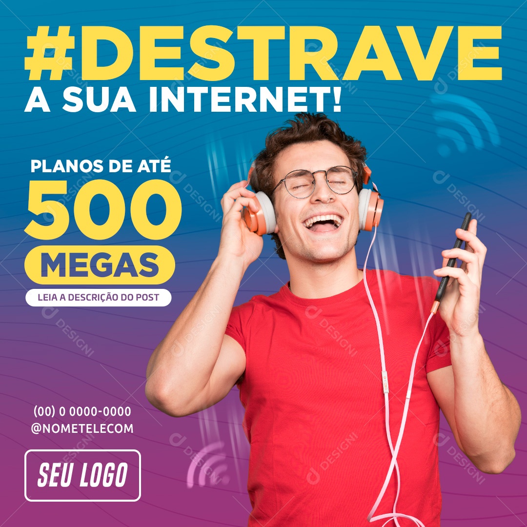 Social Media Provedor de Internet Destrave Sua Internet PSD Editável