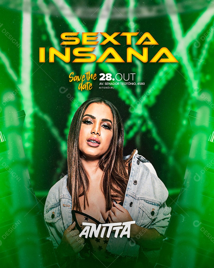 Flyer Sexta Insana Anitta Social Media PSD Editável