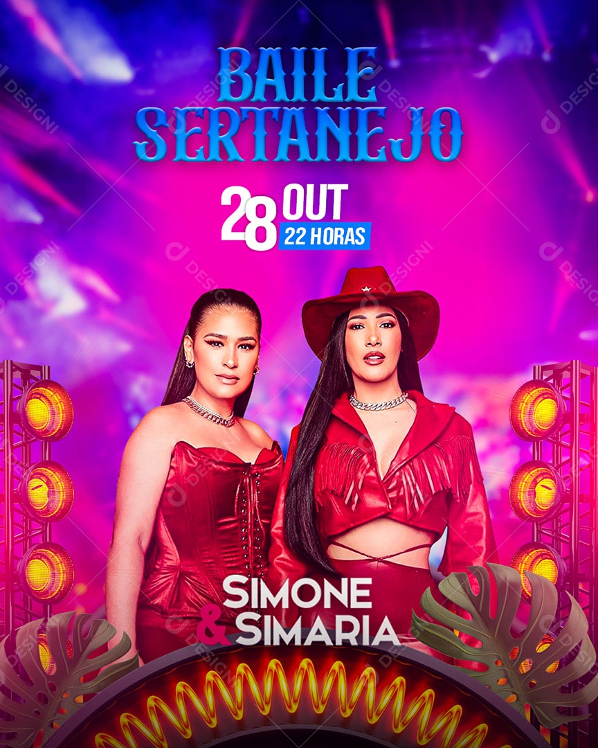 Flyer Show Baile Sertanejo Simone e Simaria Social Media PSD Editável