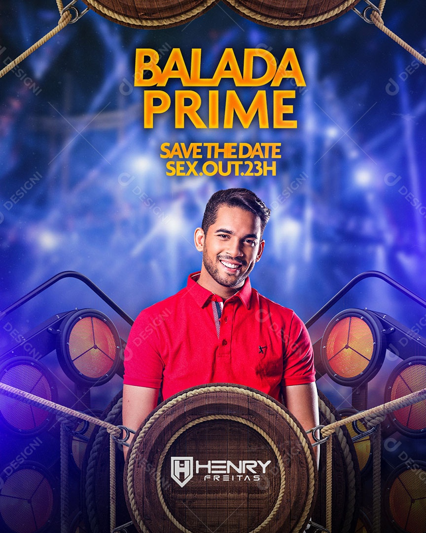 Flyer Show Balada Prime Henry Freitas Social Media PSD Editável