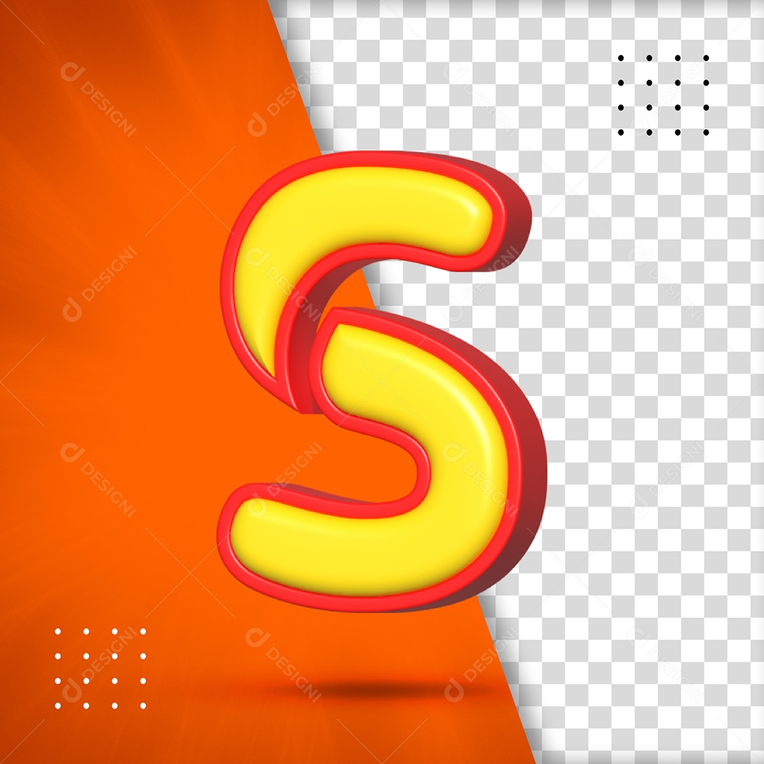 Letra S Amarelo Com Textura Vermelha Elemento 3D Para Composição PSD