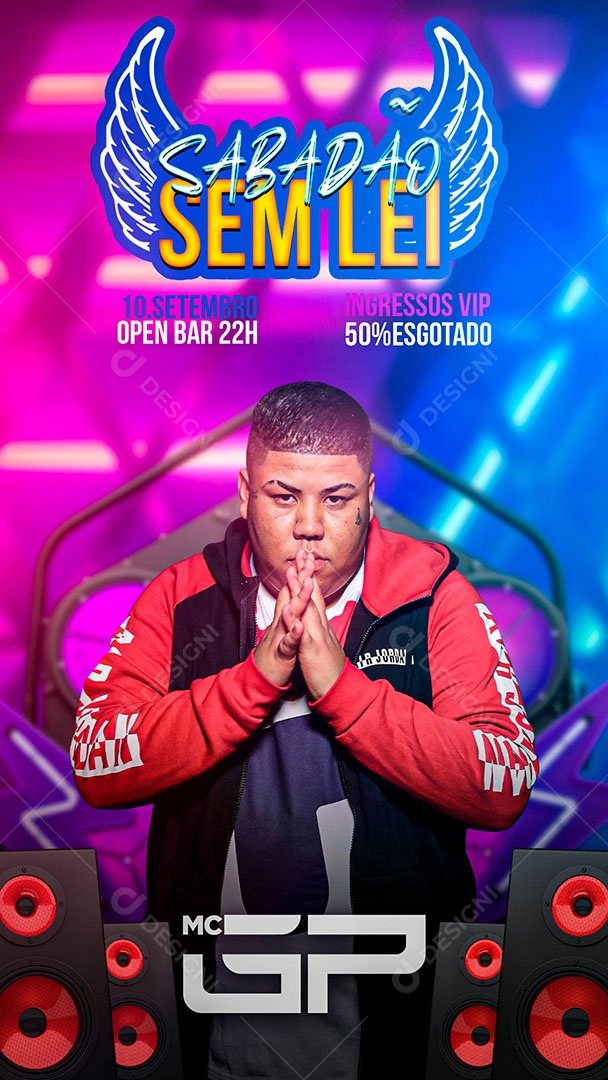 Flyer Show Sabadão Sem Lei MC GP Story Social Media PSD Editável