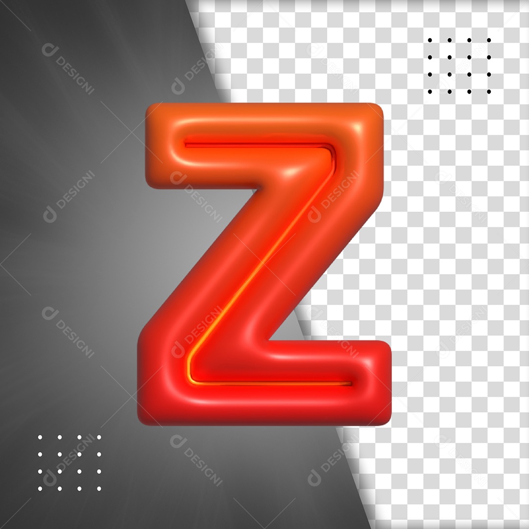 Letra Z Vermelho Elemento 3D Para Composição PSD
