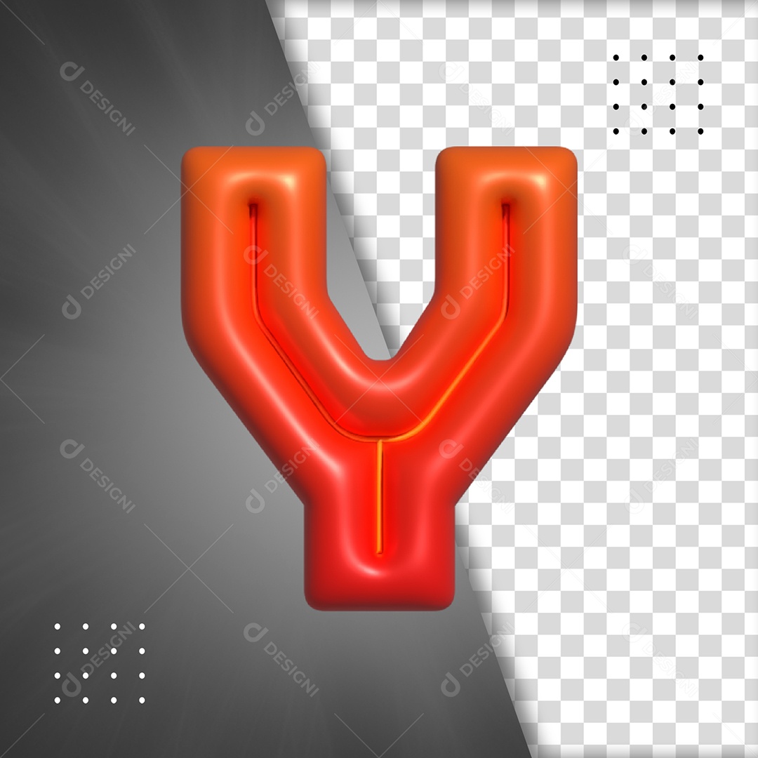Letra Y Vermelho Elemento 3D Para Composição PSD