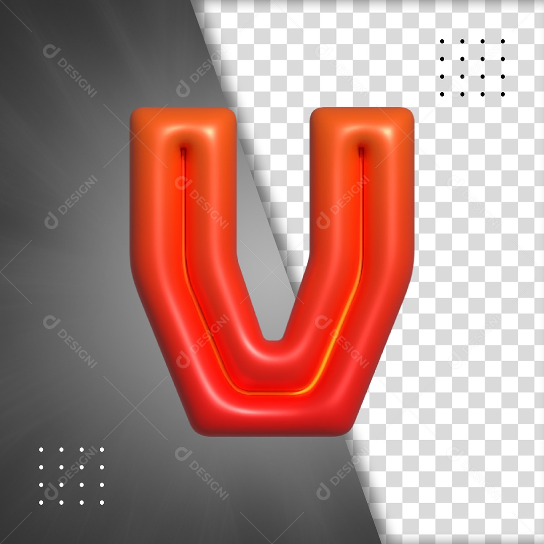Letra V Vermelho Elemento 3D Para Composição PSD