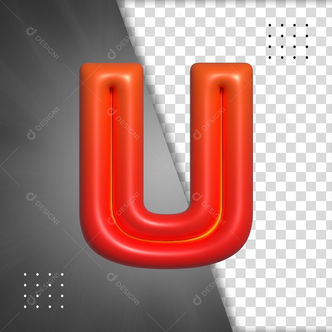 Letra U Vermelho Elemento 3D Para Composição PSD