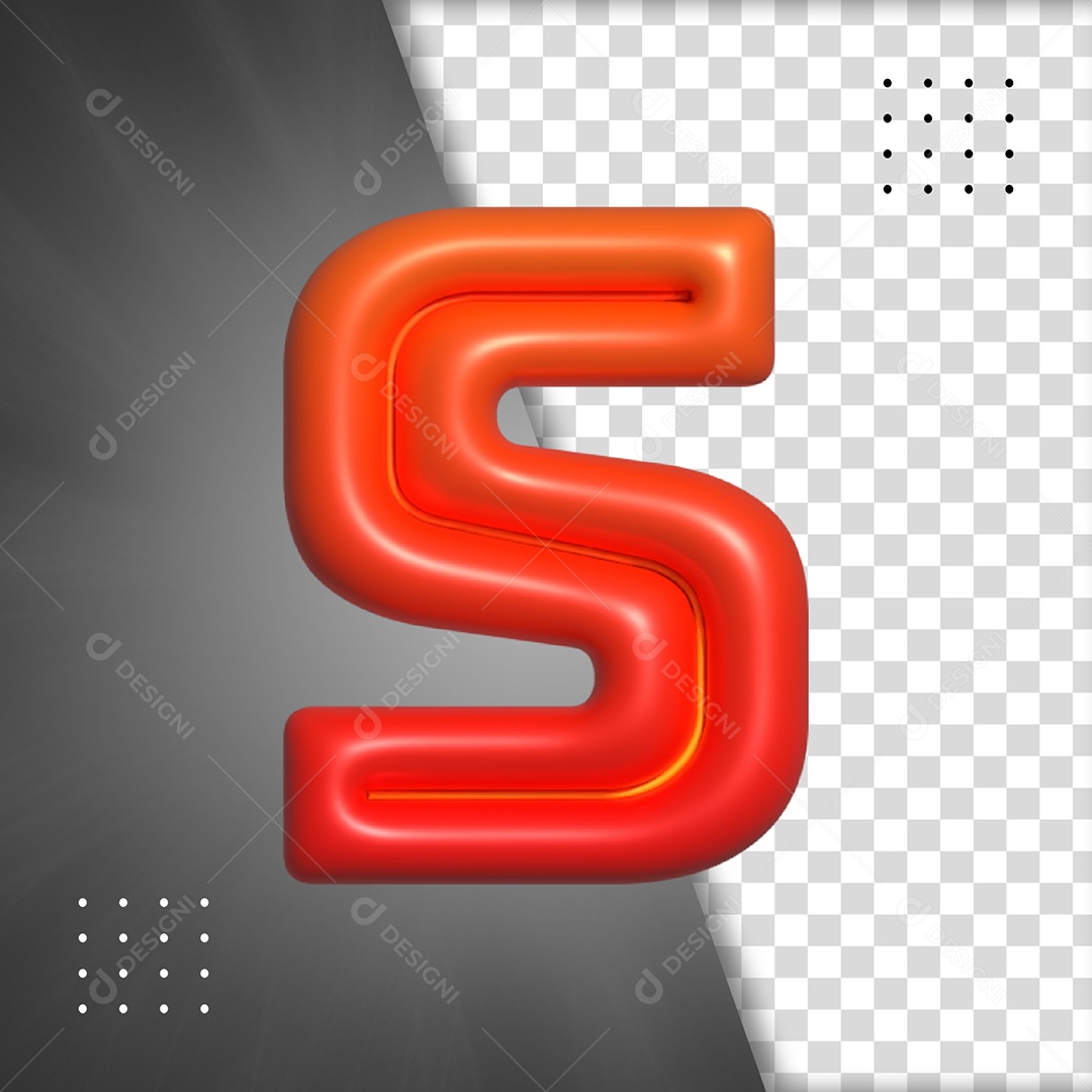 Letra S Vermelho Elemento 3D Para Composição PSD