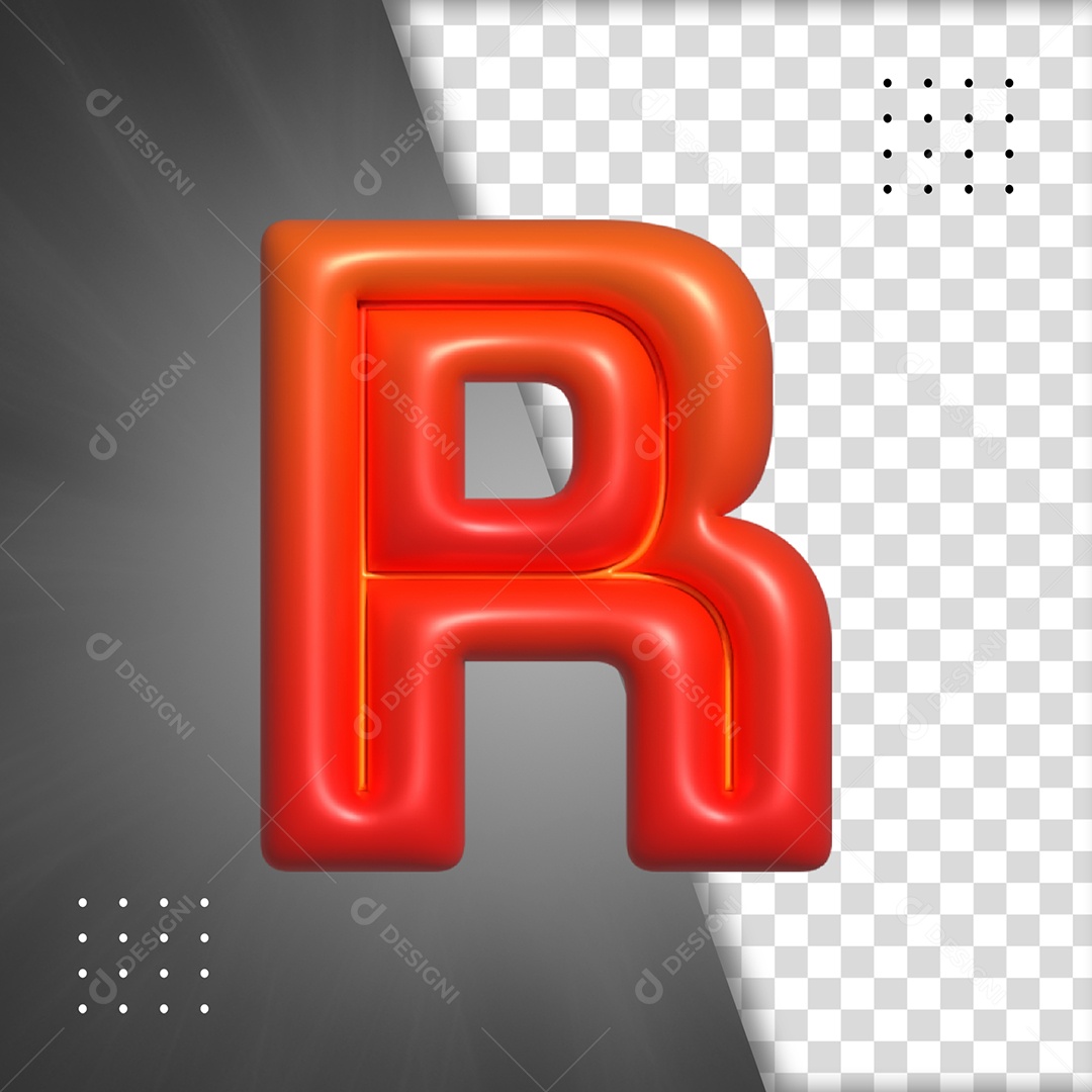 Letra R Vermelho Elemento 3D Para Composição PSD