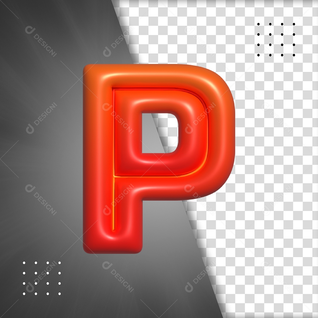 Letra P Vermelho Elemento 3D Para Composição PSD