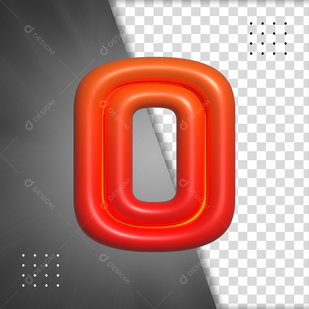 Letra O Vermelho Elemento 3D Para Composição PSD